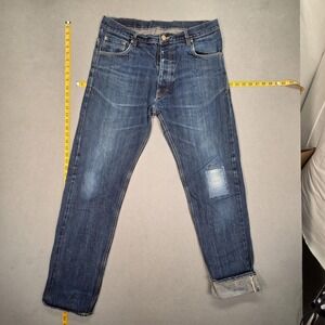 Sevedge Jeans Mens Blue Tapered Distressed Patch Portugal Fits 32x33